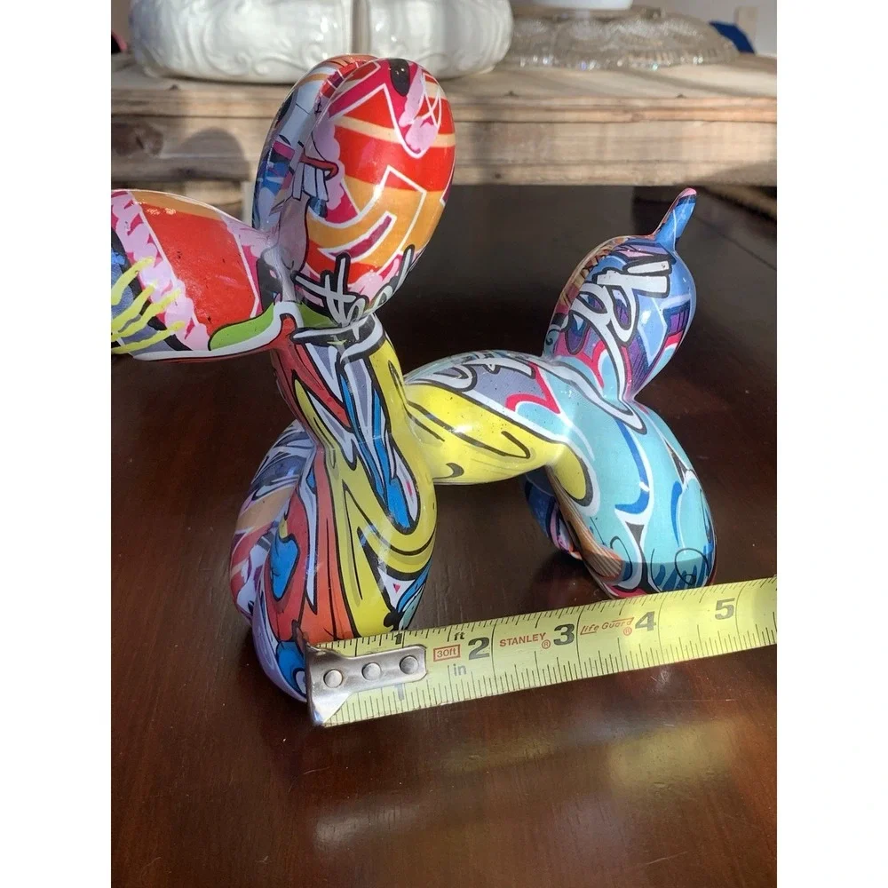 Graffiti Balloon Dog Statue - Modern Pop Art Sculpture, Multicolor Home‎ Deco